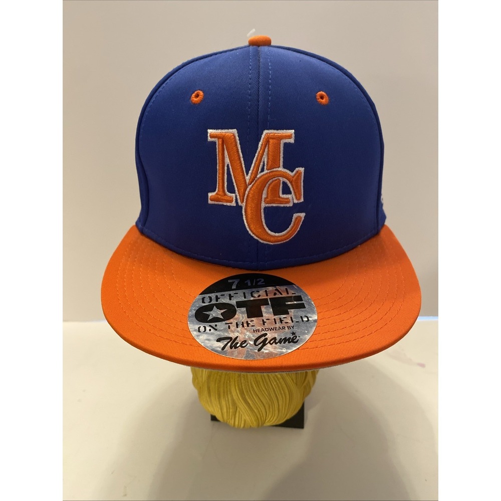 New The Game‎ MC Fitted Baseball Cap Size 7 1/2 Blue/Orange Flat Brim